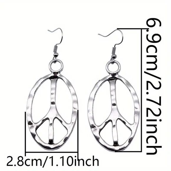 BOHO Hammered Peace Sign Earrings - Picture 3 of 4